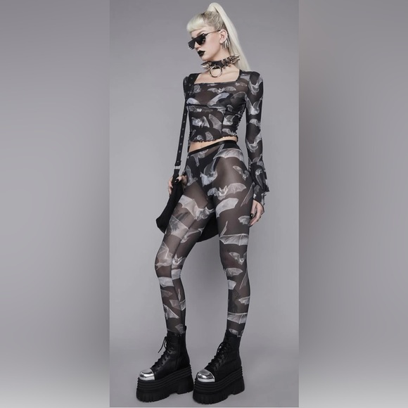 Dolls Kill Deadly Echo Sheer Bat Top Small - Picture 3 of 3